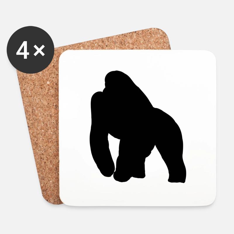 Gorilla Silhouette - Untersetzer (4er-Set) - Weiß