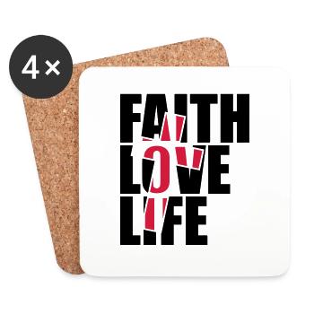 Red cross design jesus cool faith love life faith - Coasters (set of 4) - white - Front