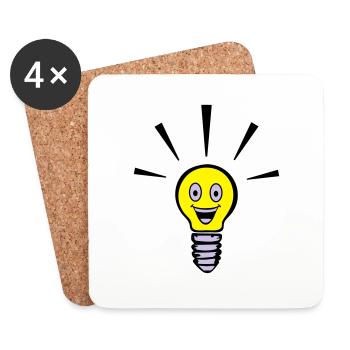 Light bulb with smiley - big idea - Dessous de verre (lot de 4) - blanc - Devant