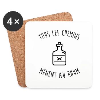 Alcool / Humour / Alcoolo / Alcolo / Apéro / Fête - Dessous de verre (lot de 4) - blanc - Devant