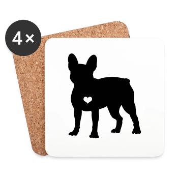 French Bulldog Frenchie Dog Gift - Dessous de verre (lot de 4) - blanc - Devant