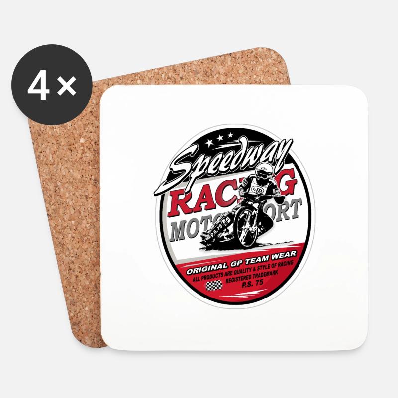 Speedway Racing_AAA - Coasters (set of 4) - white