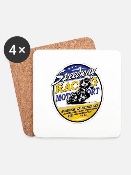 Speedway Racing - Untersetzer (4er-Set) - Weiß