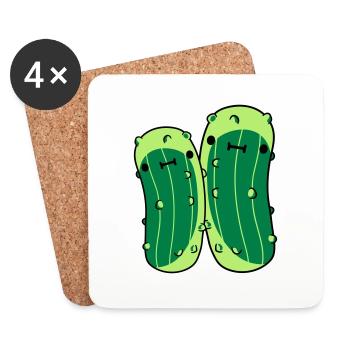 2 kleine gurken mit suessem - Untersetzer (4er-Set) - Weiß - Vorne