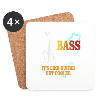 Bass - BASS it's like guitar but cooler - Coasters (set of 4) - white - Front