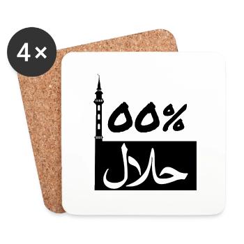 100% Halal Muslim Islam Shirt saying Minaret - Coasters (set of 4) - white - Front