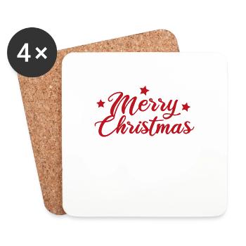 Merry Christmas - Dessous de verre (lot de 4) - blanc - Devant