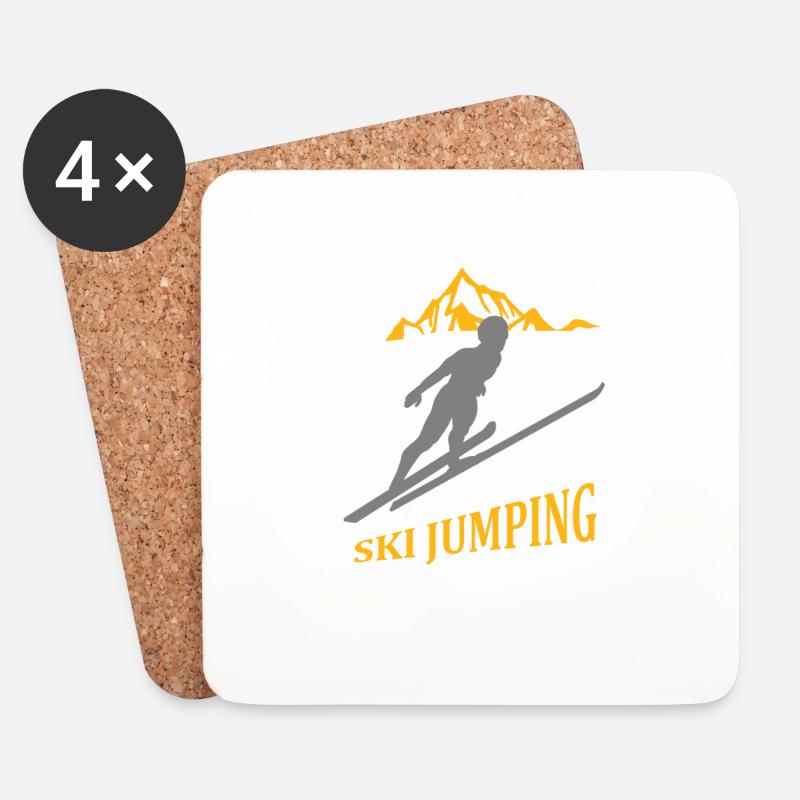 Skispringer - Untersetzer (4er-Set) - Weiß