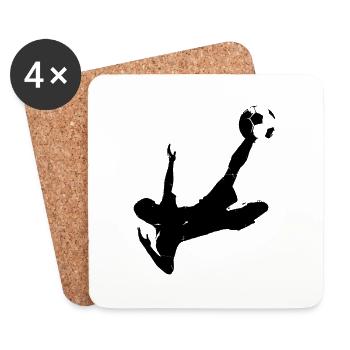 Football - noir - Dessous de verre (lot de 4) - blanc - Devant