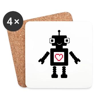 roboter_love_02 - Untersetzer (4er-Set) - Weiß - Vorne