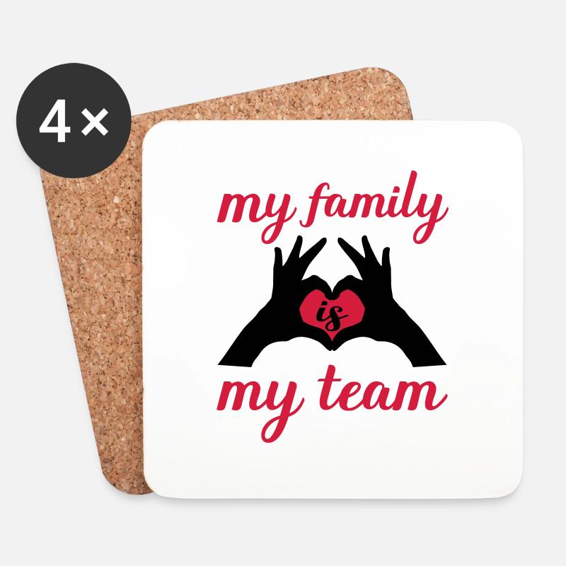 my family heart my team - Untersetzer (4er-Set) - Weiß