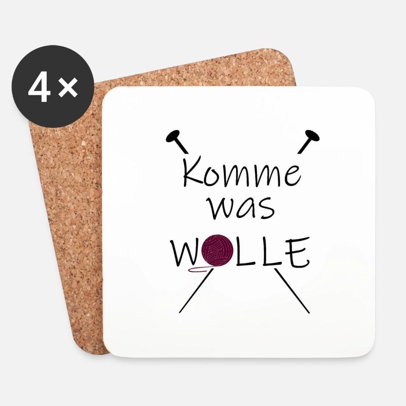 Wolle Spruch Nadeln - Untersetzer (4er-Set) - Weiß