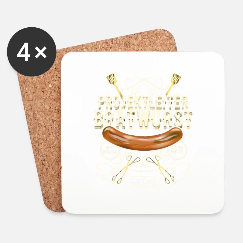 Grillen Design Projektleiter Bratwurst - Untersetzer (4er-Set) - Weiß