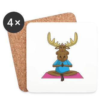 Na-Moose-Te Yoga Elch Lustiges Tier Namaste - Untersetzer (4er-Set) - Weiß - Vorne
