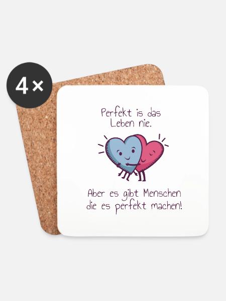 Valentinstag Herzen Umarmung süß perfekt Liebe - Untersetzer (4er-Set) - Weiß