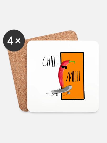 Chilli Milli 3D - Untersetzer (4er-Set) - Weiß