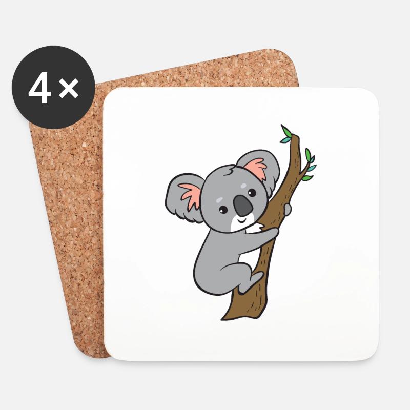 Koala - auf Baum - Untersetzer (4er-Set) - Weiß