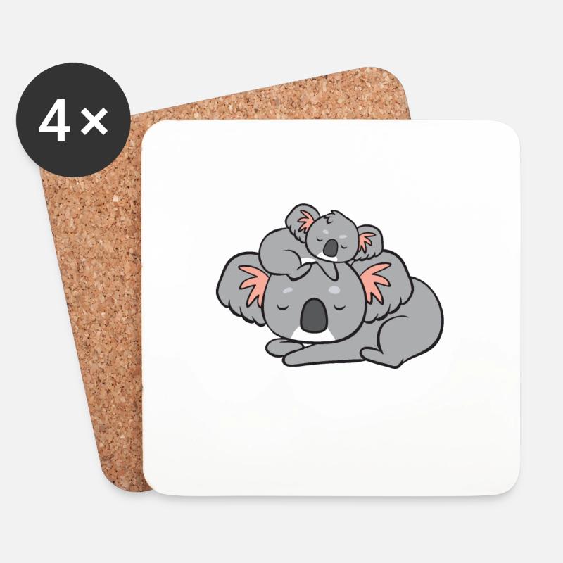 Koala - Mammi mit Kind - Untersetzer (4er-Set) - Weiß