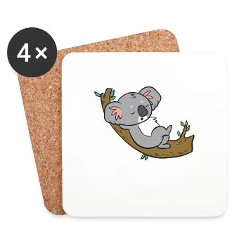 Koala - détendu sur une branche - Dessous de verre (lot de 4) - blanc - Devant