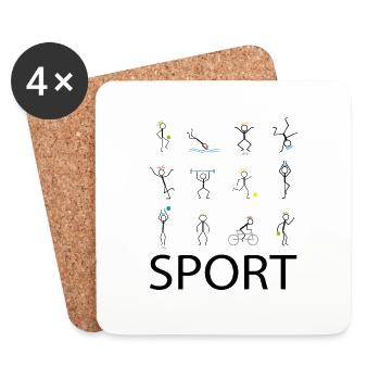 Sport Sport Sport - Untersetzer (4er-Set) - Weiß - Vorne