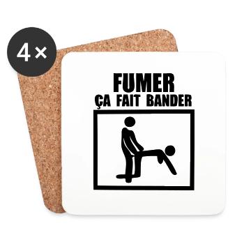 fumer ca fait bander humour sexe - Dessous de verre (lot de 4) - blanc - Devant