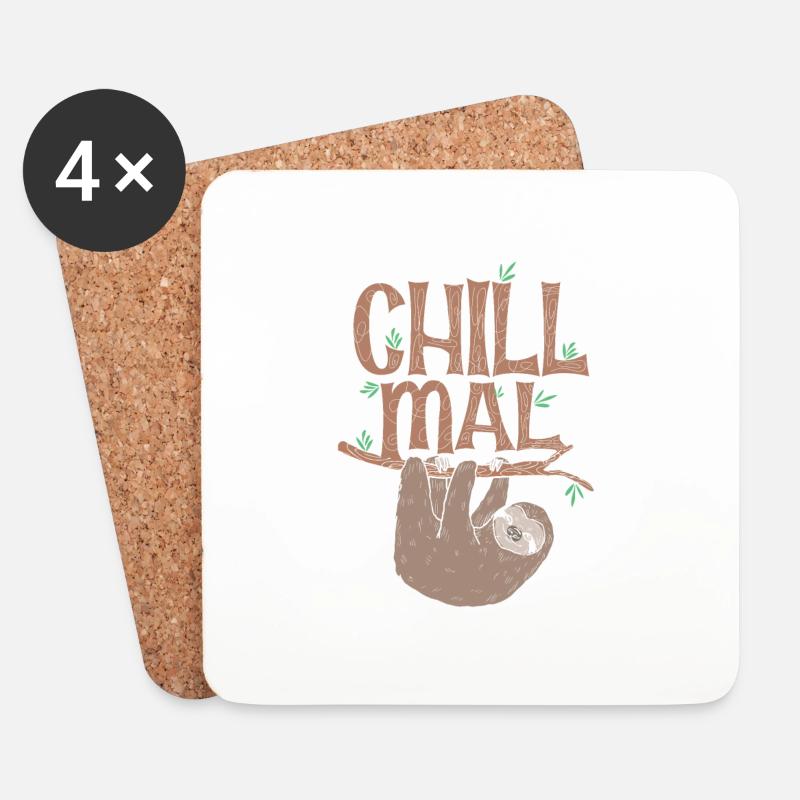 Faultier chill mal - Untersetzer (4er-Set) - Weiß