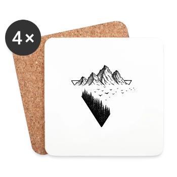 Randonnées en montagne randonneurs randonnée en plein air trekking - Dessous de verre (lot de 4) - blanc - Devant