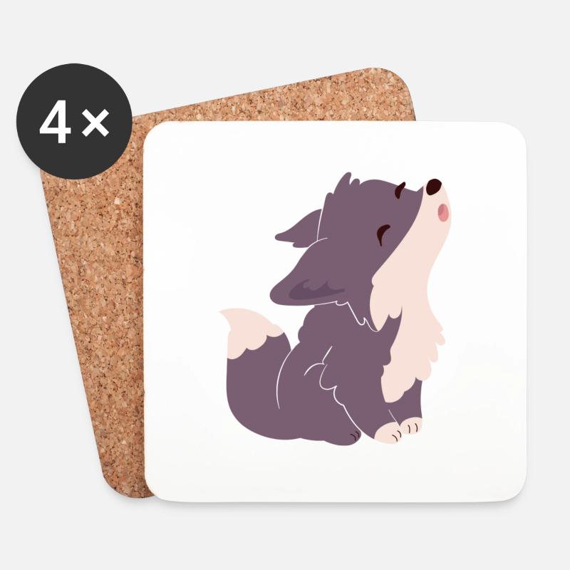 Süßer Wolf - Untersetzer (4er-Set) - Weiß