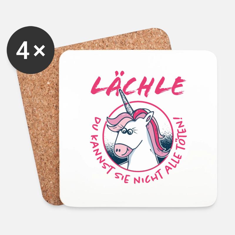 Lächle du kannst sie nicht alle töten Einhorn - Untersetzer (4er-Set) - Weiß