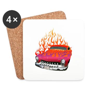 Flamme amerikanisches Auto Hot Rod Muscle Car Vinta - Untersetzer (4er-Set) - Weiß - Vorne
