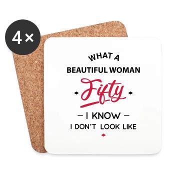 Anniversaire 50 ans - What a beautiful woman - Dessous de verre (lot de 4) - blanc - Devant
