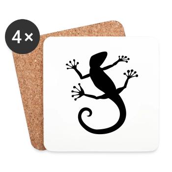 Lézard animal puissant - Dessous de verre (lot de 4) - blanc - Devant