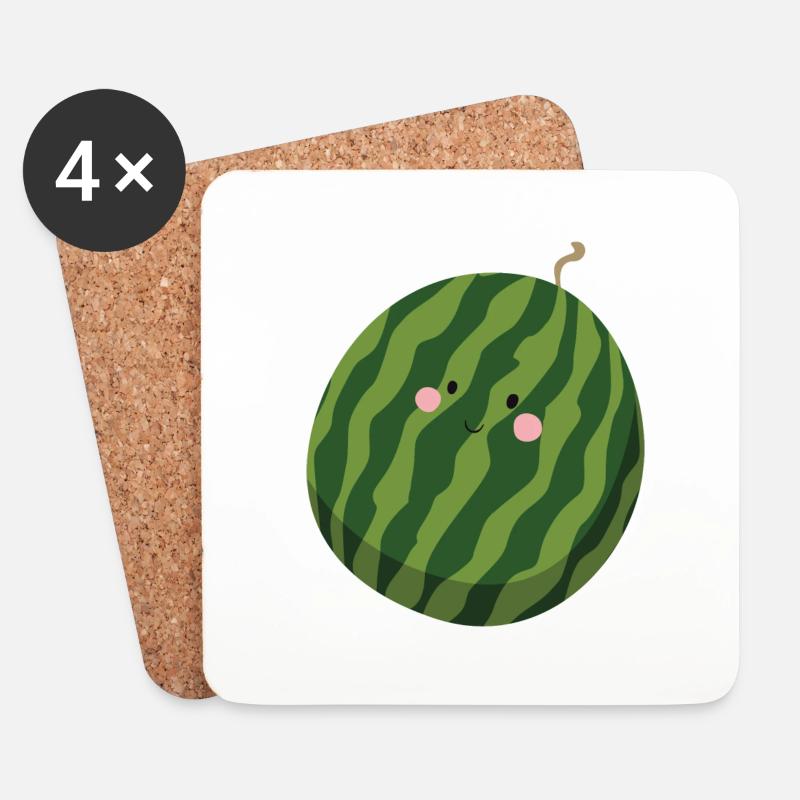 Pastèque - Dessous de verre (lot de 4) - blanc