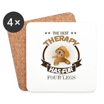 Theraphy Poodle - Coasters (set of 4) - white - Front