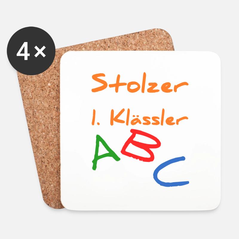 Einschulung Schulanfang 1. Klasse Geschenk - Untersetzer (4er-Set) - Weiß