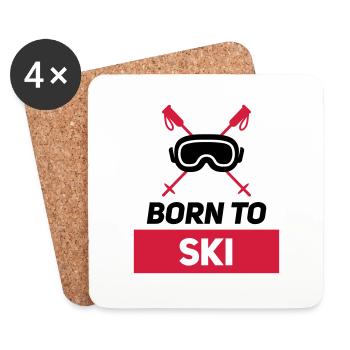 BORN TO SKI - Untersetzer (4er-Set) - Weiß - Vorne