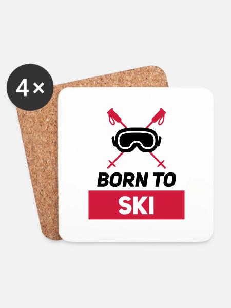 BORN TO SKI - Coasters (set of 4) - white