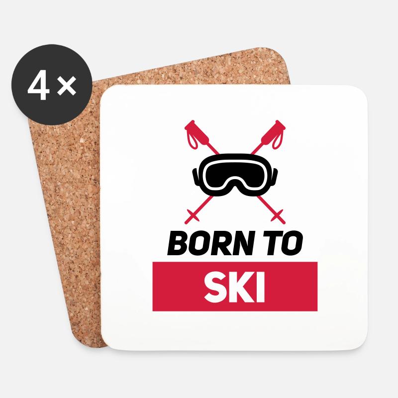 BORN TO SKI - Untersetzer (4er-Set) - Weiß