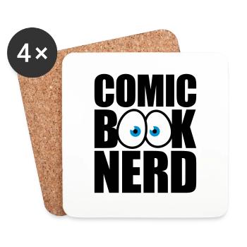 Nerd de bande dessinée - Dessous de verre (lot de 4) - blanc - Devant