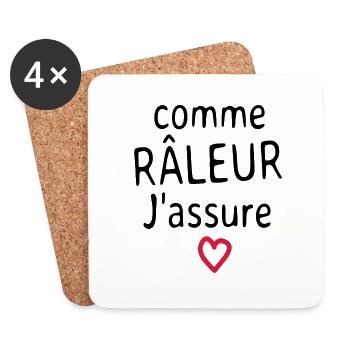 Comme Râleur j'assure - Dessous de verre (lot de 4) - blanc - Devant