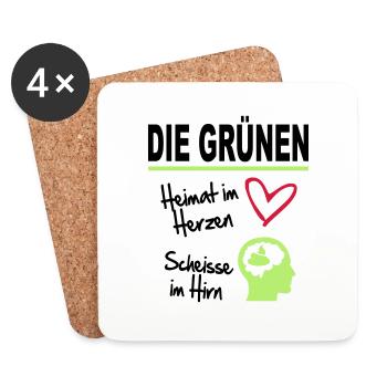 Politik Die Grünen Sprüche Scheisse Hirn - Untersetzer (4er-Set) - Weiß - Vorne