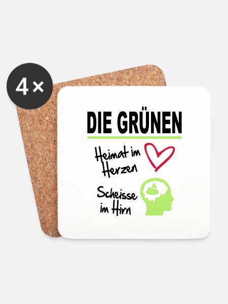 Politik Die Grünen Sprüche Scheisse Hirn - Untersetzer (4er-Set) - Weiß