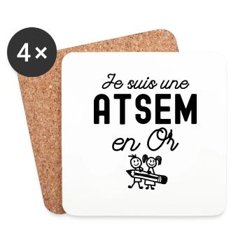 je suis une atsem en or - Dessous de verre (lot de 4) - blanc - Devant
