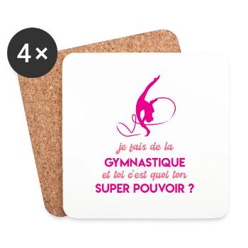Je fais de la gymnastique et toi ton super pouvoir - Dessous de verre (lot de 4) - blanc - Devant
