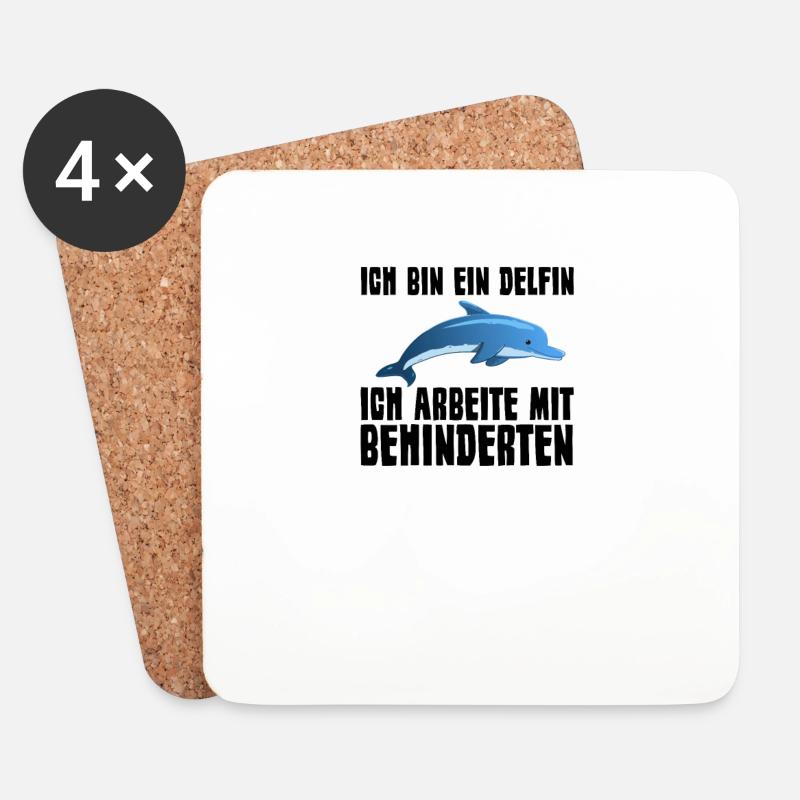 ich bin ein Delfin. Ich arbeite mit Behinderte. - Untersetzer (4er-Set) - Weiß
