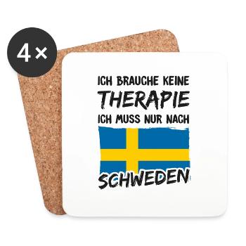 Ich brauche keine Therapie Schweden - Untersetzer (4er-Set) - Weiß - Vorne