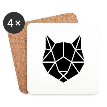 ORIGAMI CHAT - Dessous de verre (lot de 4) - blanc - Devant