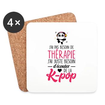 Je suis timide à la base quand on parle de k-pop - Dessous de verre (lot de 4) - blanc - Devant