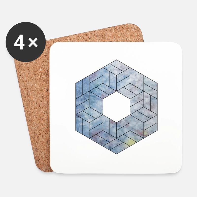 hexagone schwarzbunt - Untersetzer (4er-Set) - Weiß