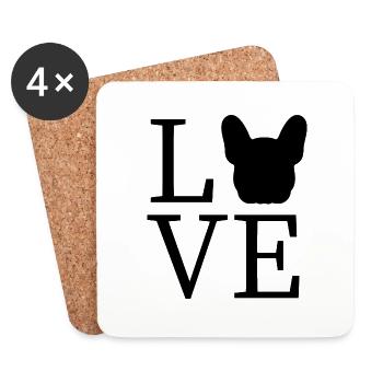 Amour bouledogue français - Dessous de verre (lot de 4) - blanc - Devant